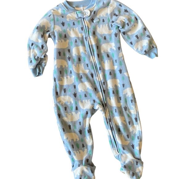 Absorba Boys Polar Bear Fleece One-Piece Footed PJs 18M - Picture 1 of 5